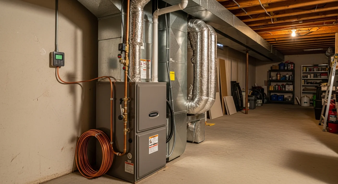 HVAC technician installing heating and cooling system